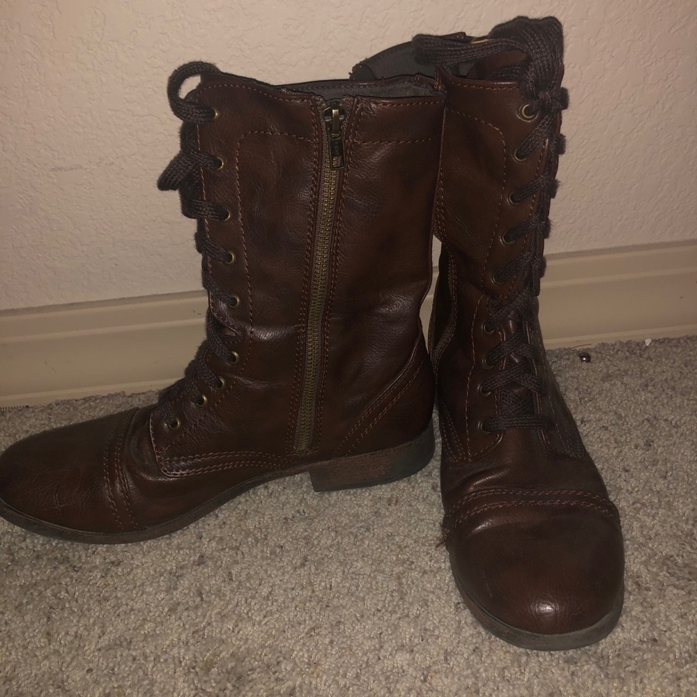 Brown lace up boots